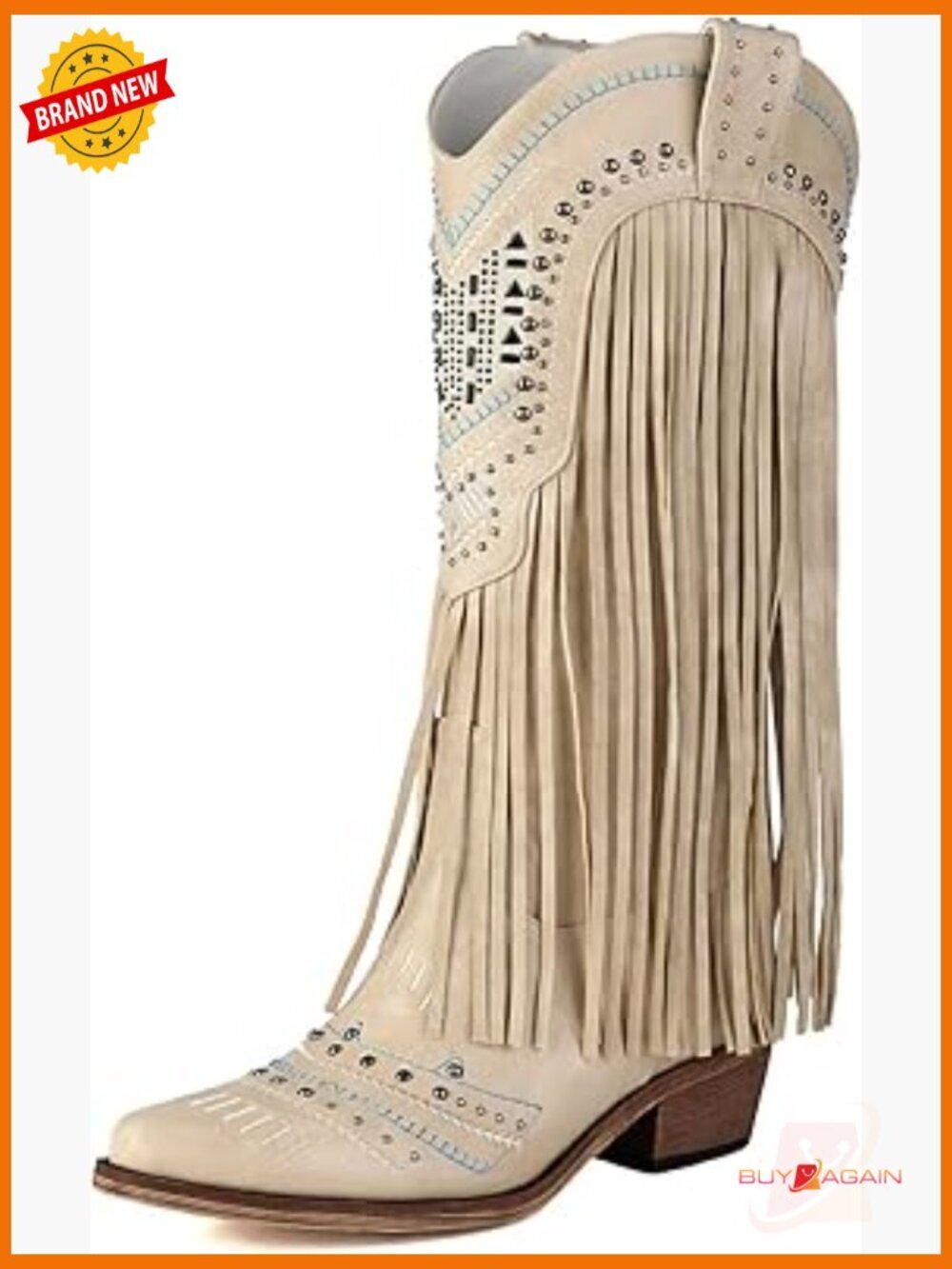 Wide Calf Knee High Cowboy Boots Fringe Embroidered Snip Toe Pull On Western